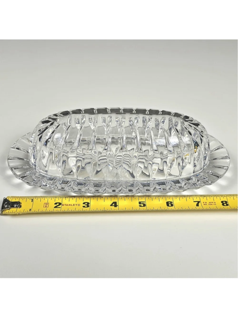 Vintage Mikasa Park Lane Lead Crystal Covered Butter Dish Lid 1/4 Lb Tray 1980s